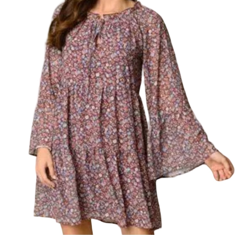 BCBGeneration Sheer Confetti Floral Chiffon Dress with Attached Slip Size Small